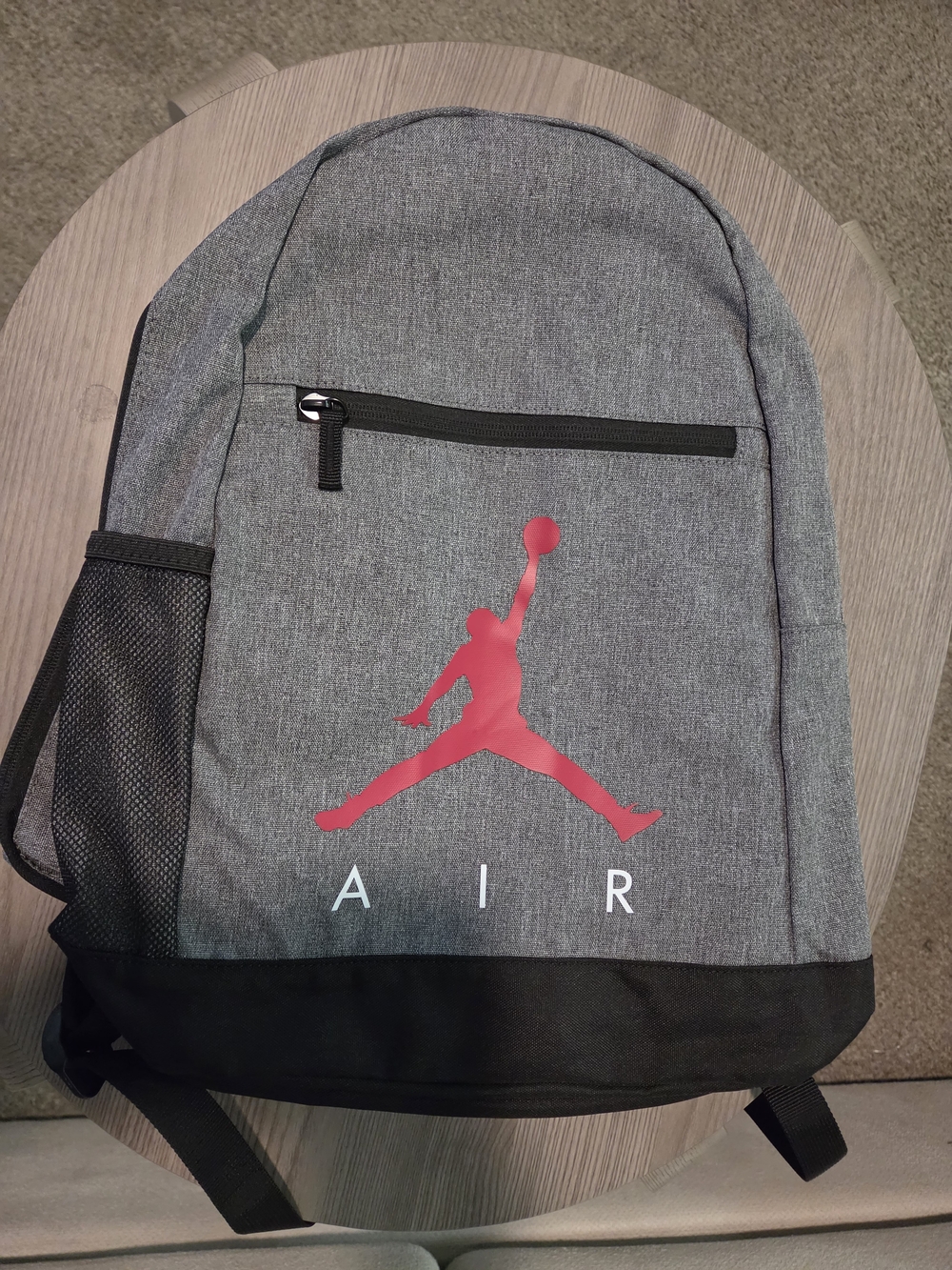 Jordan Air Grey Backpack with Red Jumpman Logo